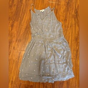 True Craft Slate Gray Spaghetti Strap Dress with Tiny Triangle Print